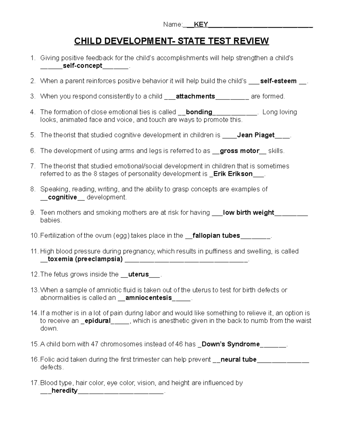 Gen Test Utahstatetestreview KEY Name KEY