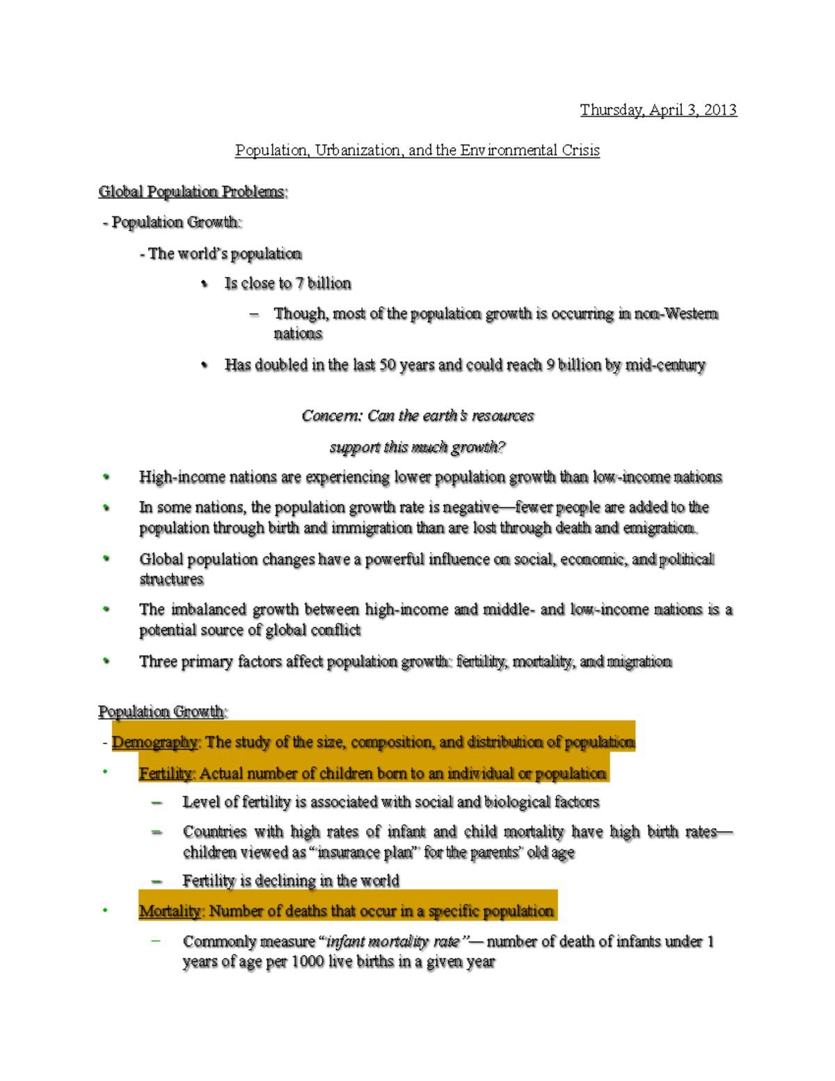 Social Class and Inequality - Lecture notes - 1 - Thursday, April 3 ...