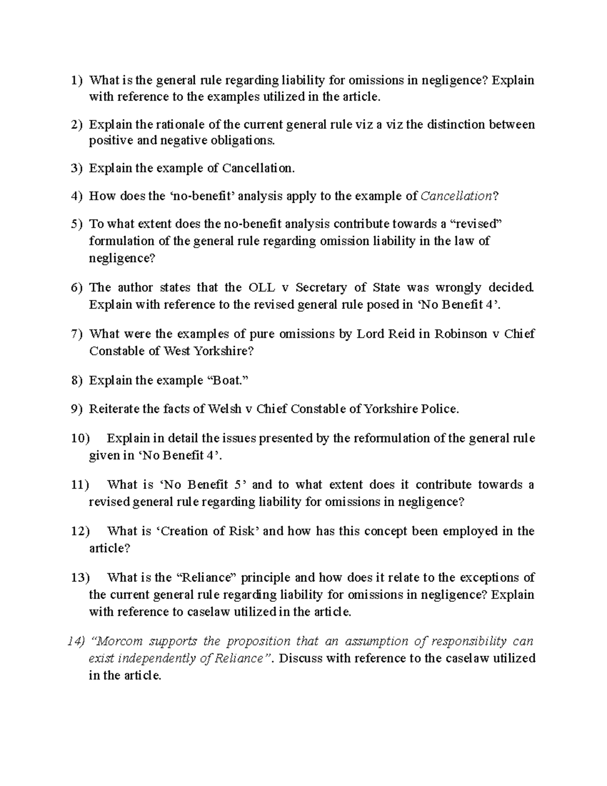 Article - Sample questions - What is the general rule regarding ...