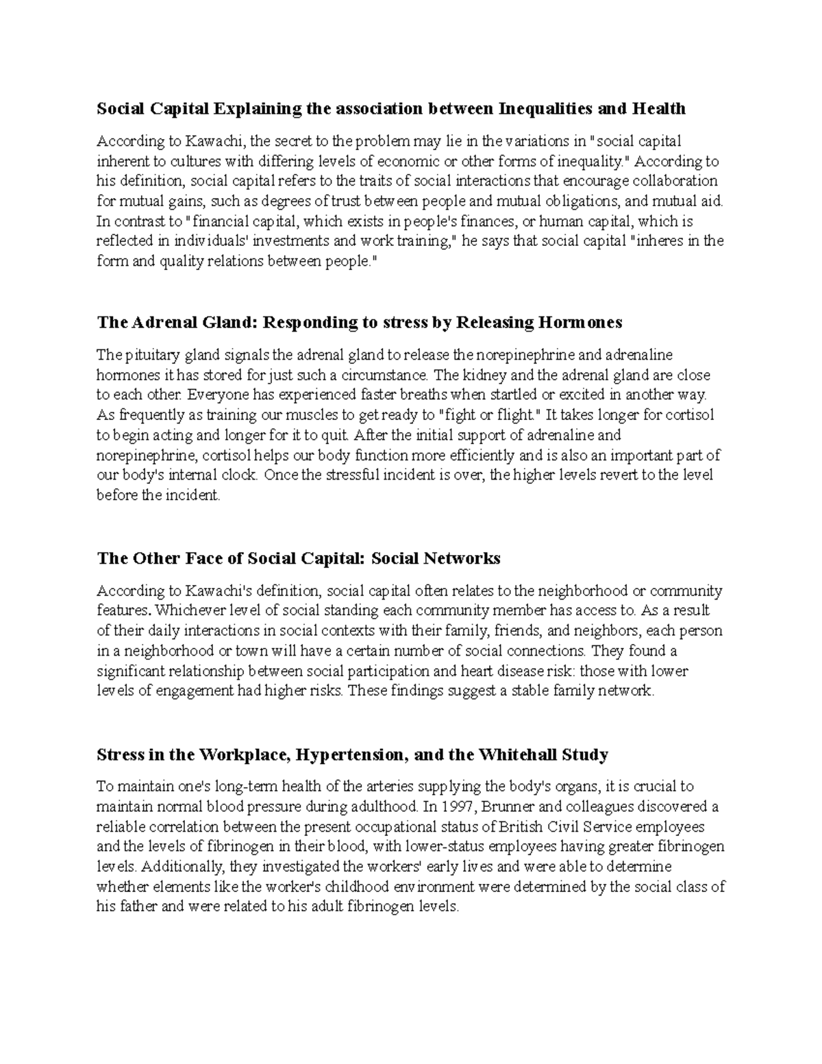 Chapter 4 (Barr) and Mother and Infant Article Summary - Social Capital ...