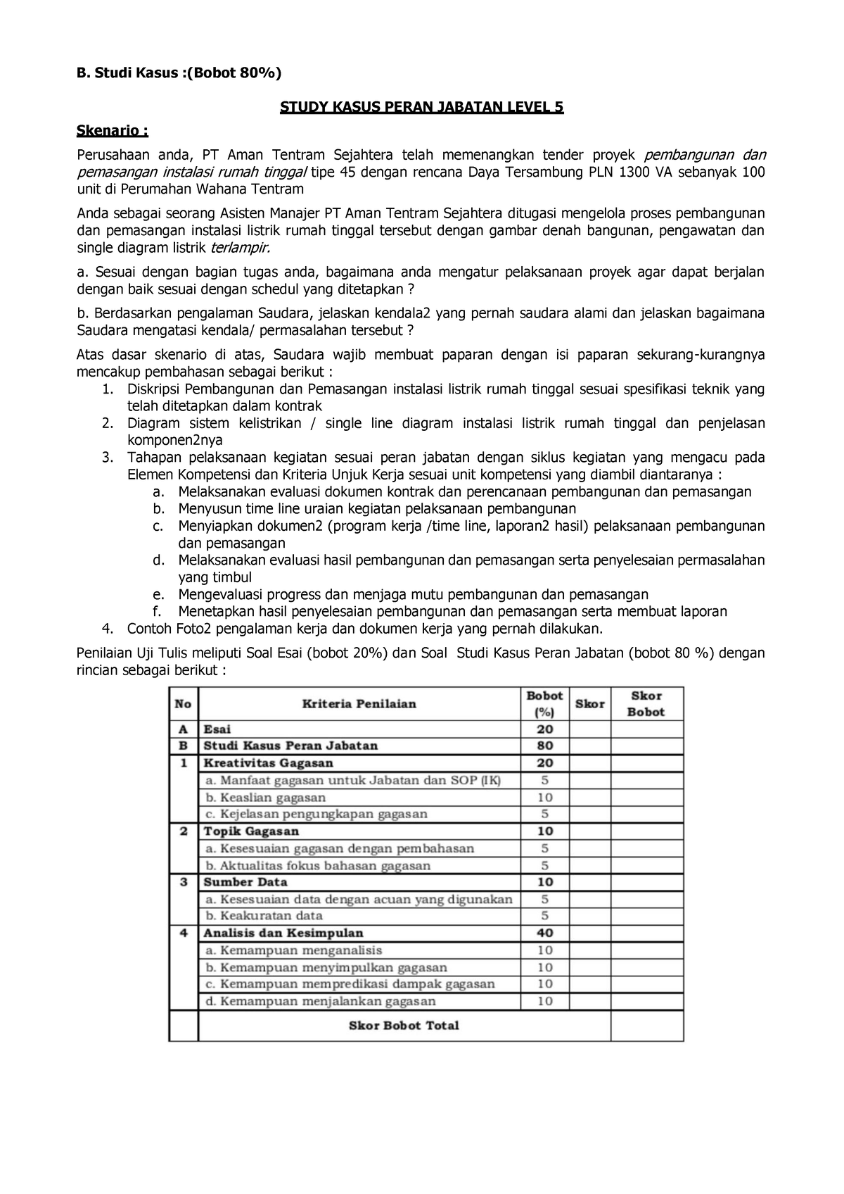 Level 5 Pemanfaatan - B. Studi Kasus :(Bobot 80%) STUDY KASUS PERAN ...