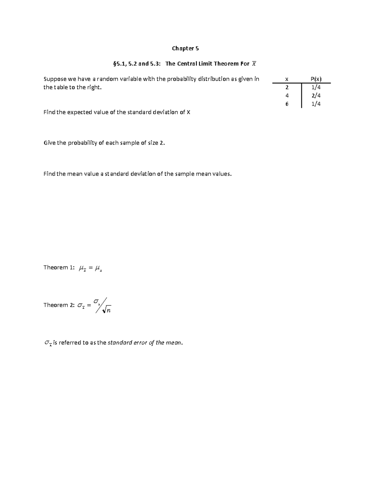 Chapter 5-15 - Chapter 5 §5, 5 And 5: The Central Limit Theorem For X ...