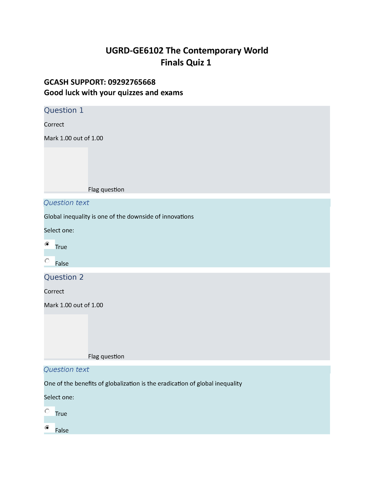 UGRD-GE6102 The Contemporary World Finals QUIZ 1 - UGRD-GE6102 The ...