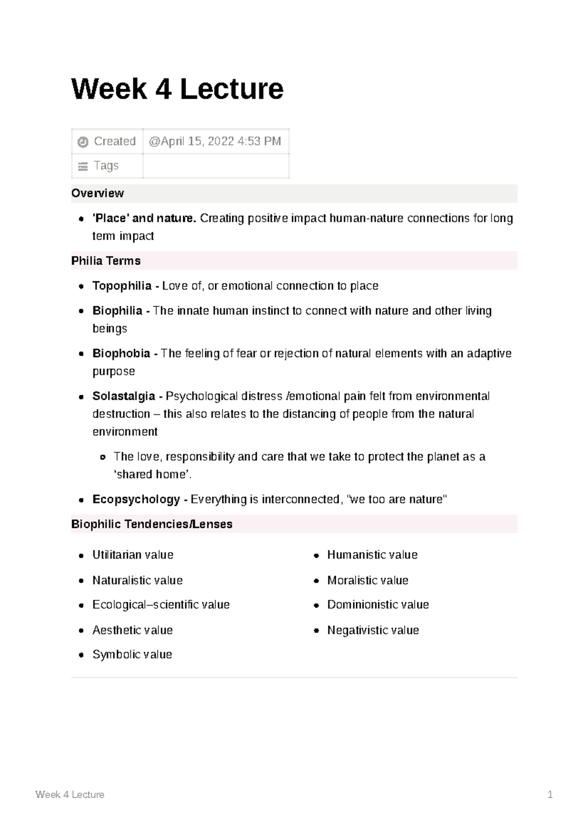 DYB101 Week 4 Lecture - Week 4 Lecture Created Tags Overview 'Place ...