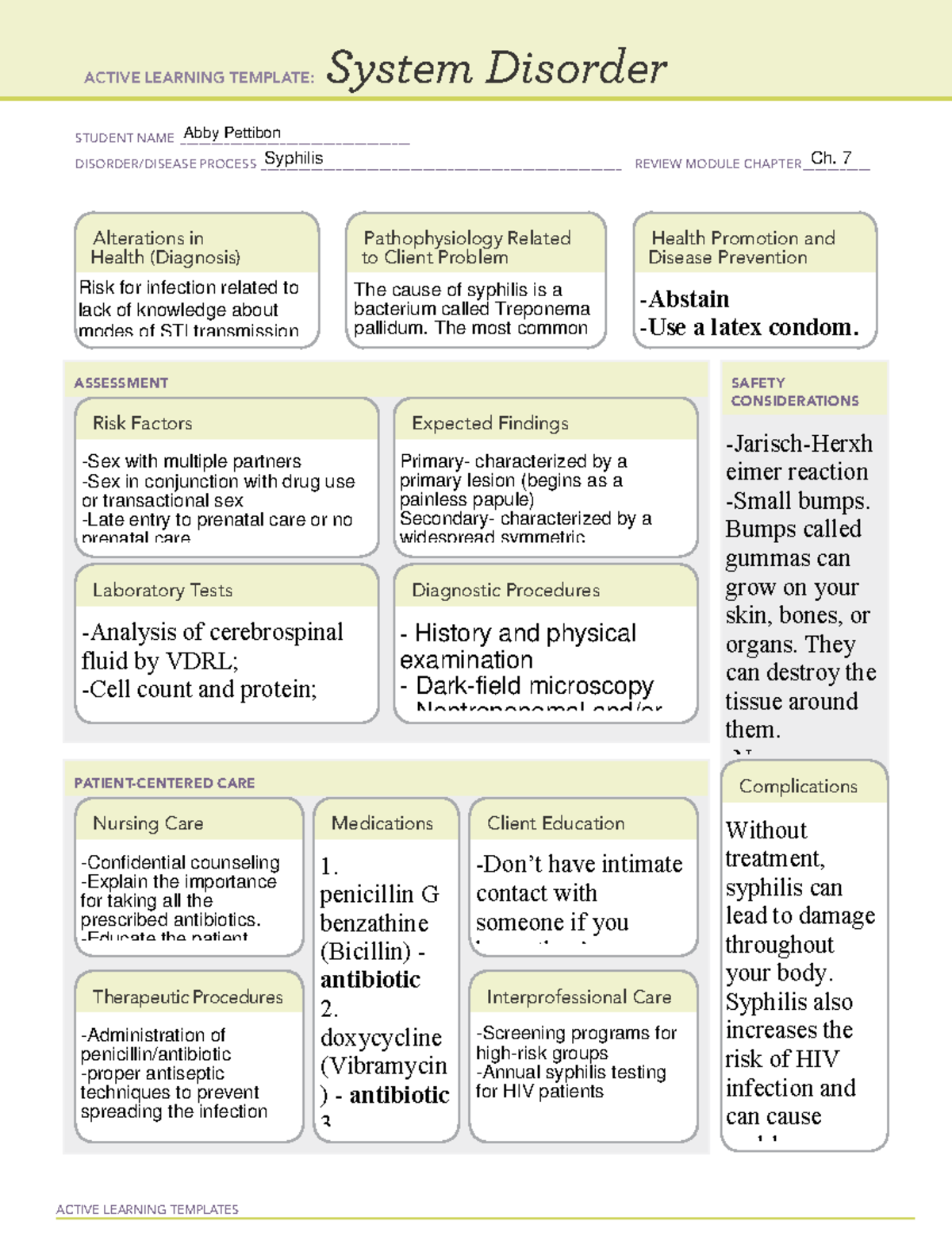 Patho Map Template-#2 good - ACTIVE LEARNING TEMPLATES System Disorder ...