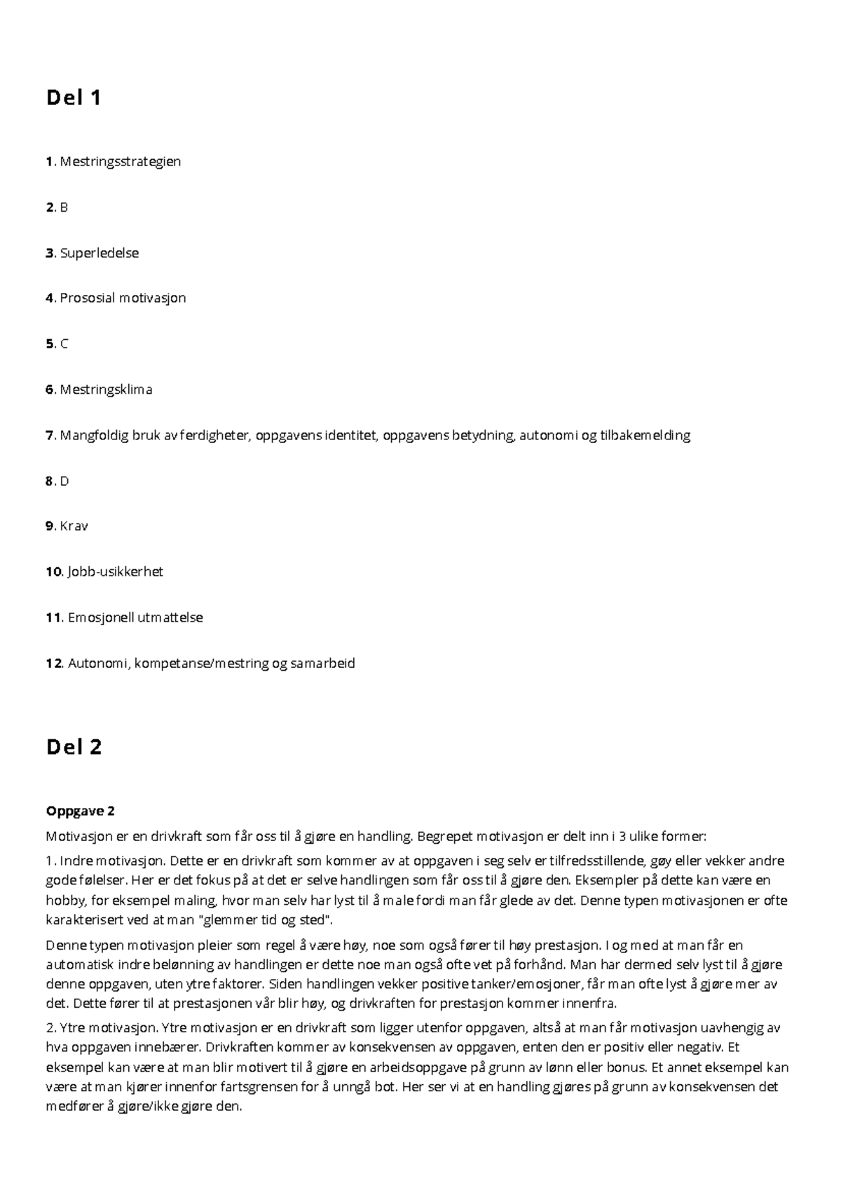 Eksamen SMS - B-besvarelse I Stress, Motivasjon Og Selvledelse - Del 1 ...