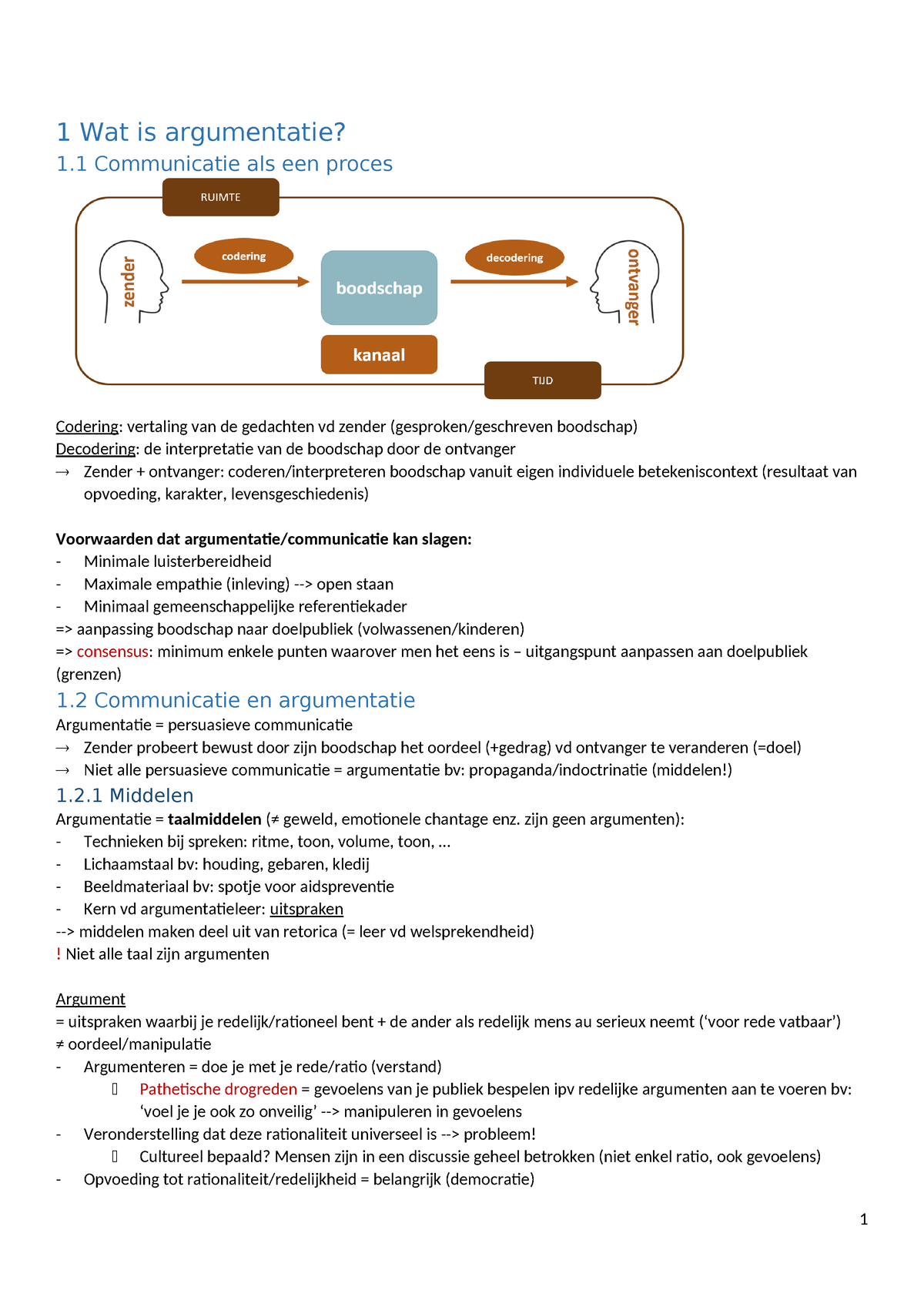 Samenvatting Argumentatieleer - 1 Wat Is Argumentatie? 1 Communicatie ...