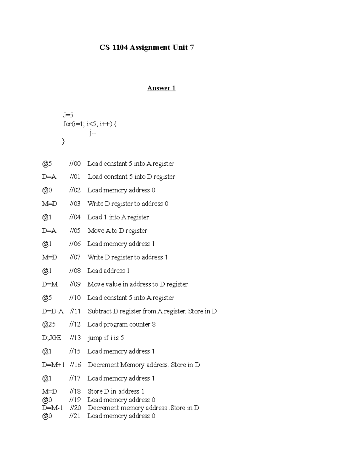 cs 1104 assignment unit 7