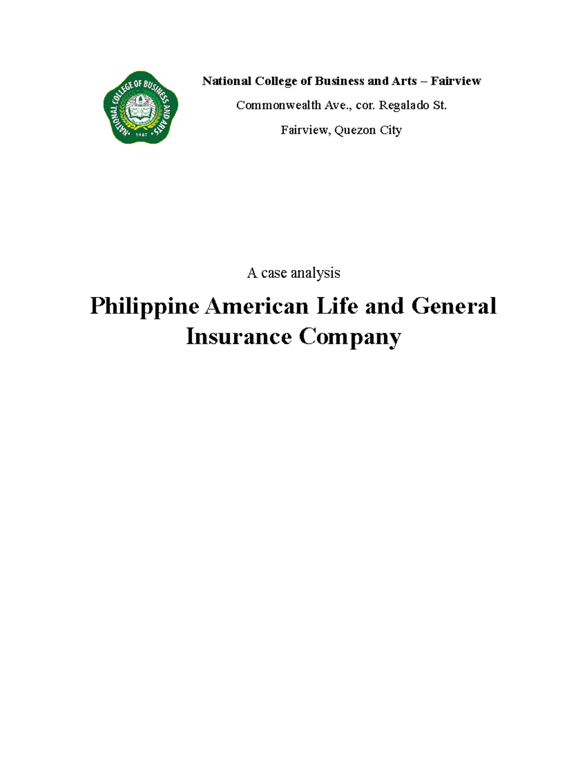 Case Study Phil Am (new) A case analysis Philippine American Life and