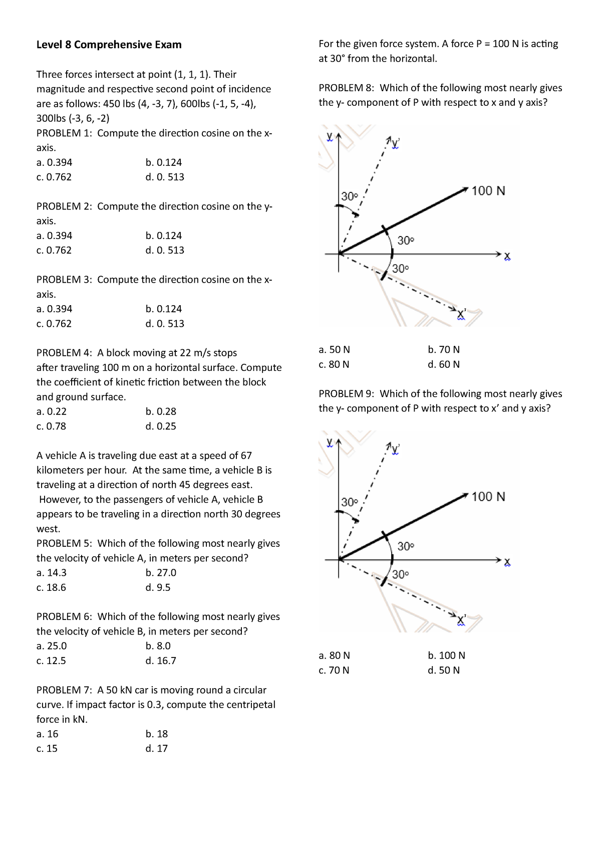 Level 8 Comprehensive Exam - Level 8 Comprehensive Exam Three Forces ...