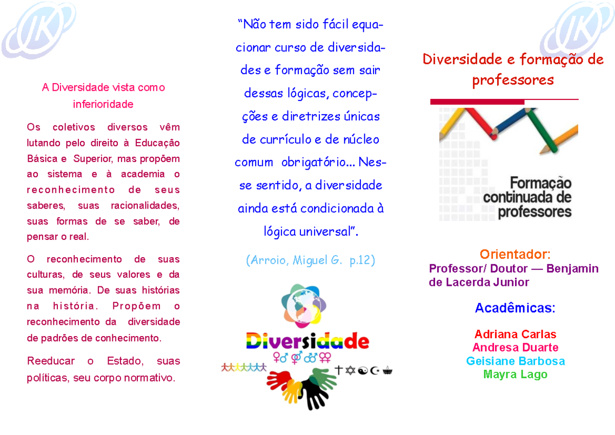 Folder para apresentação- Diversidade e formação de professores ...