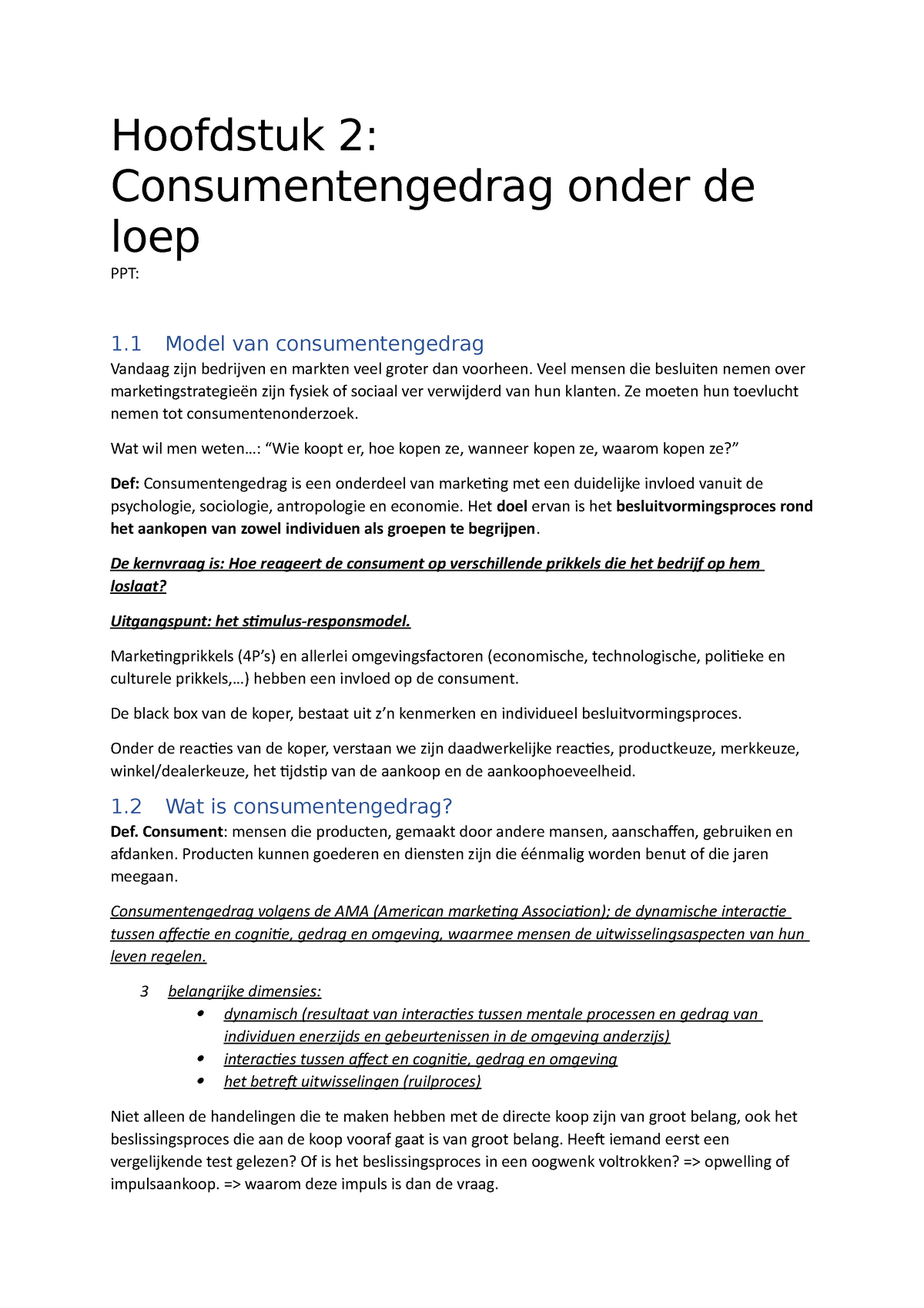 Consumentengedrag Deel 2 - Hoofdstuk 2: Consumentengedrag Onder De Loep ...