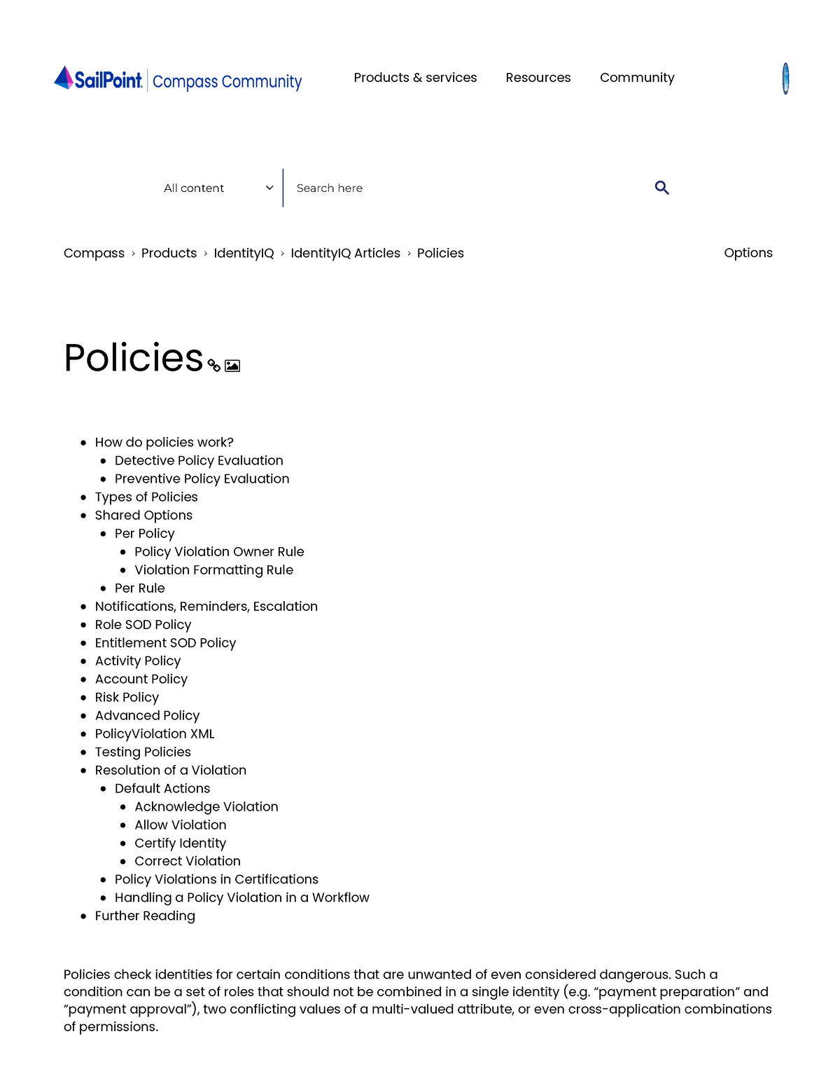 SOD Policies - Products & services Resources Community Search here ...