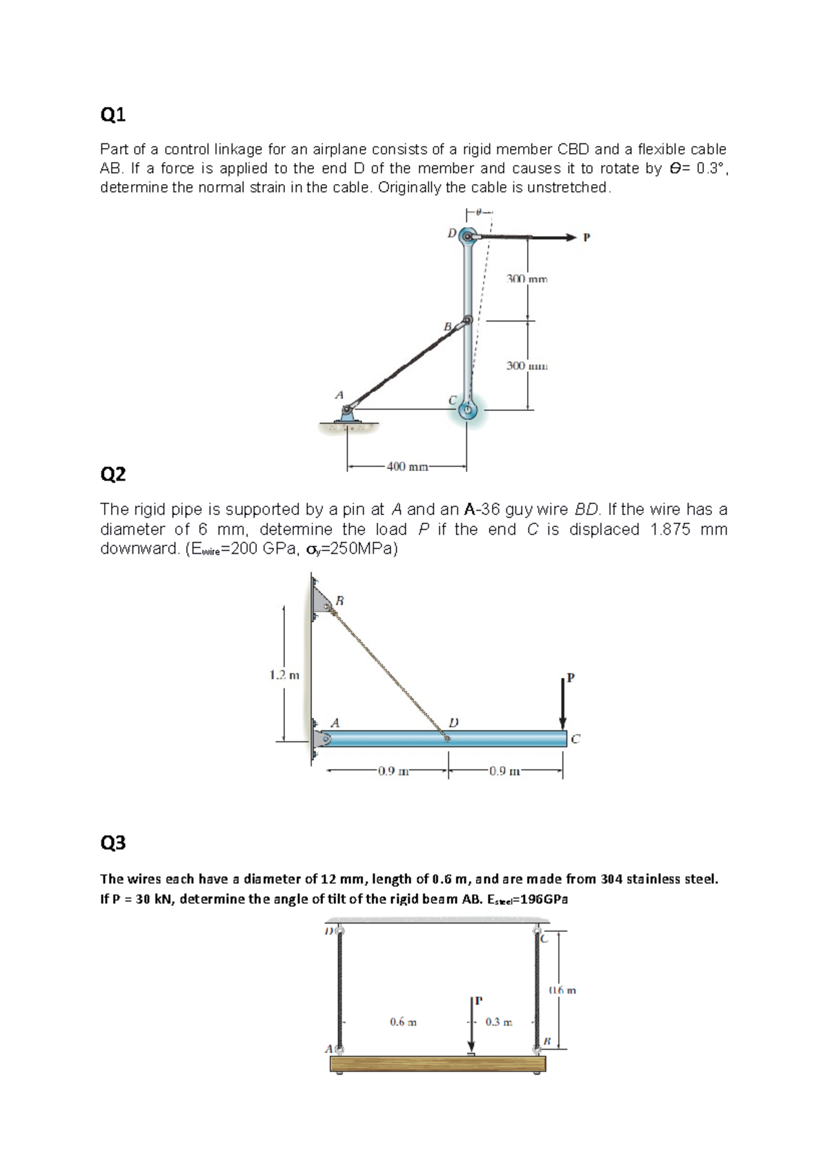 WK2 Tutorial questions Part of a control linkage for an airplane
