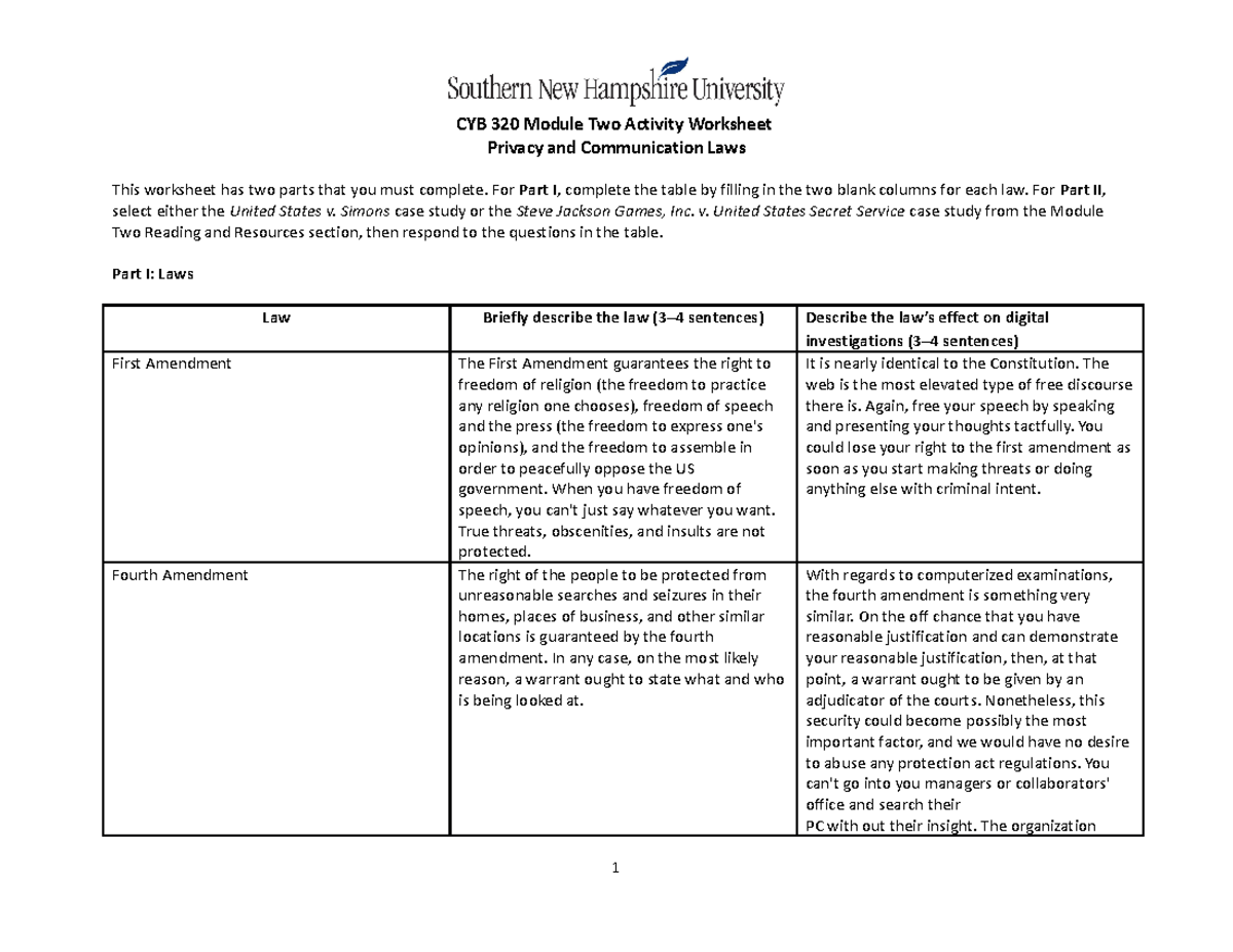 CYB 320 Module Two Activity Worksheet - CYB 320 Module Two Activity ...