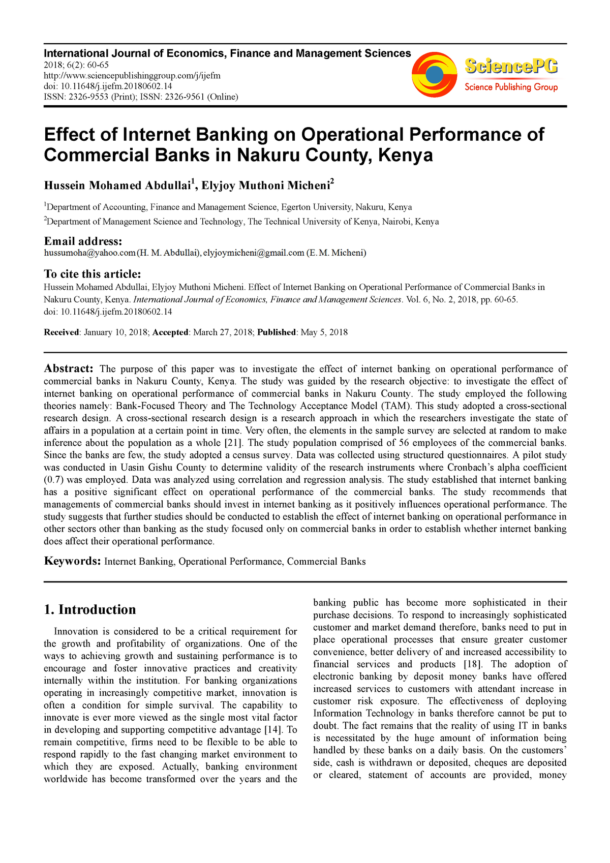 Effect OF Internet Banking ON Operational Performance OF Commercial ...