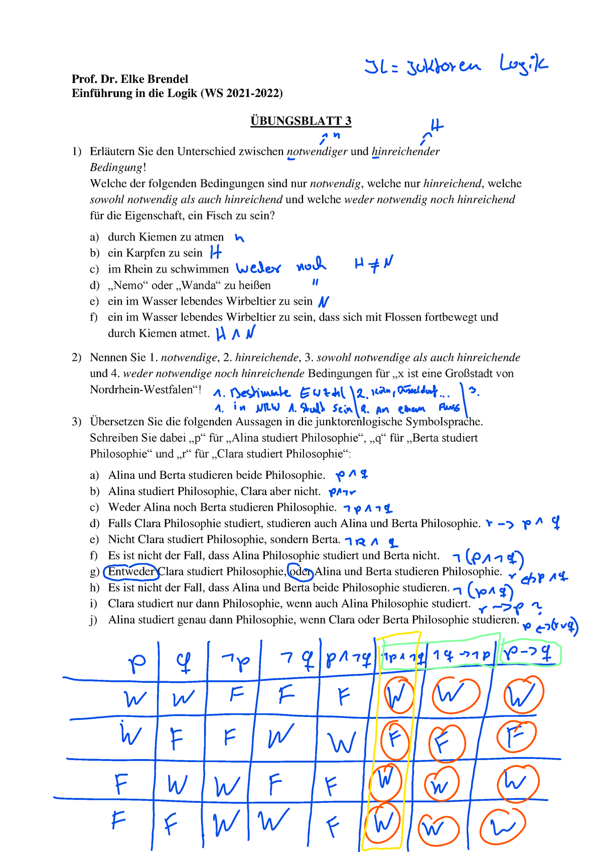 Logik-Uebung 3 - Logik-Uebung 3 - Prof. Dr. Elke Brendel Einführung In ...