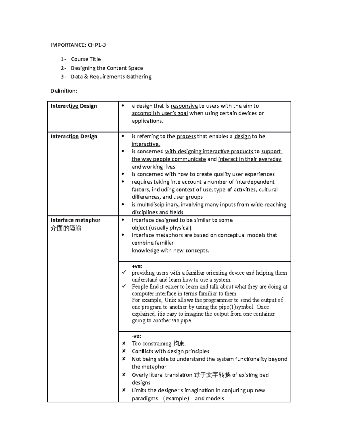 Chapter 1 - 3 Course - IMPORTANCE: CHP1-3 1- Course Title 2- Designing ...