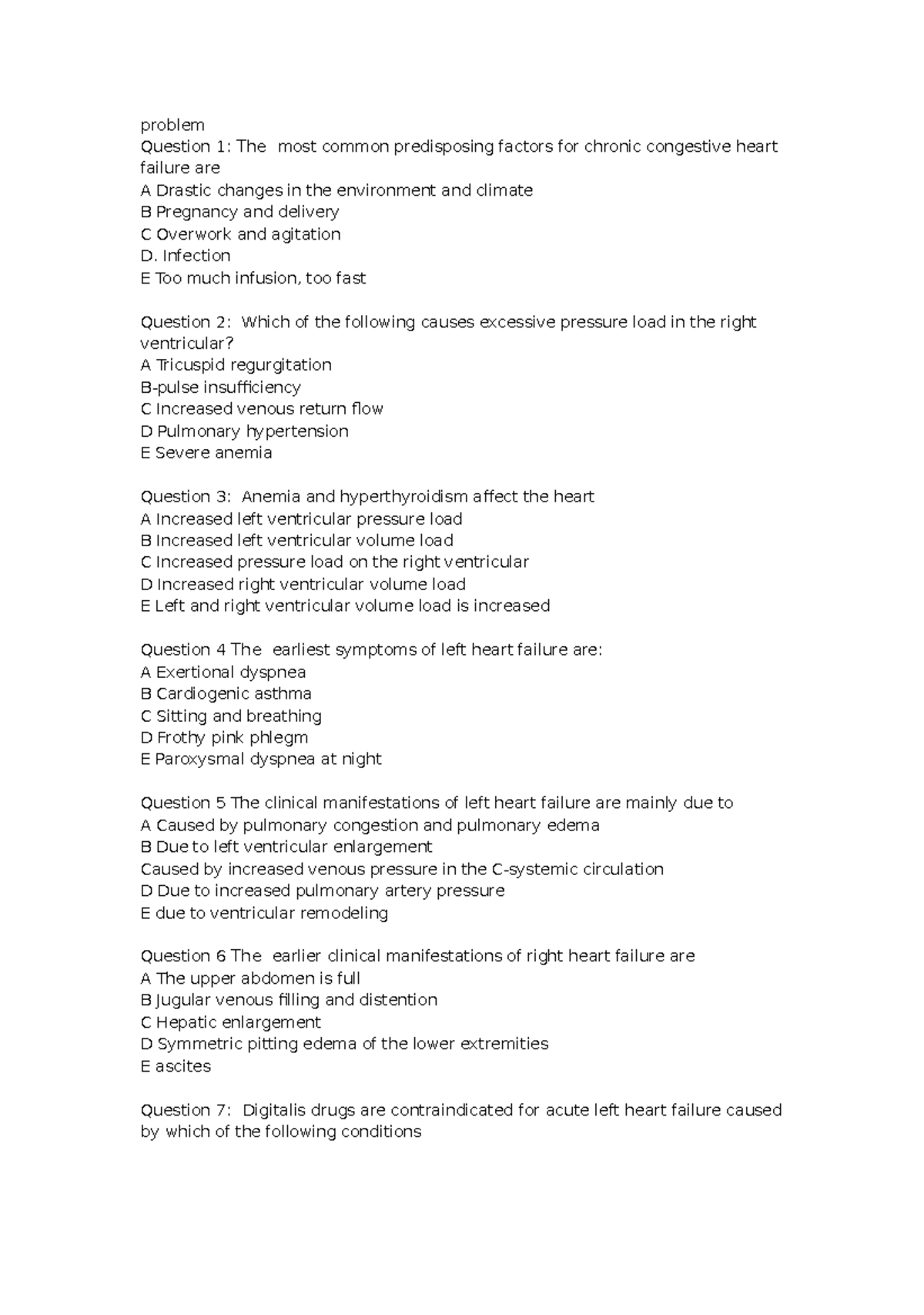Problem NURS222 - Summary of knowledge points - problem Question 1 ...