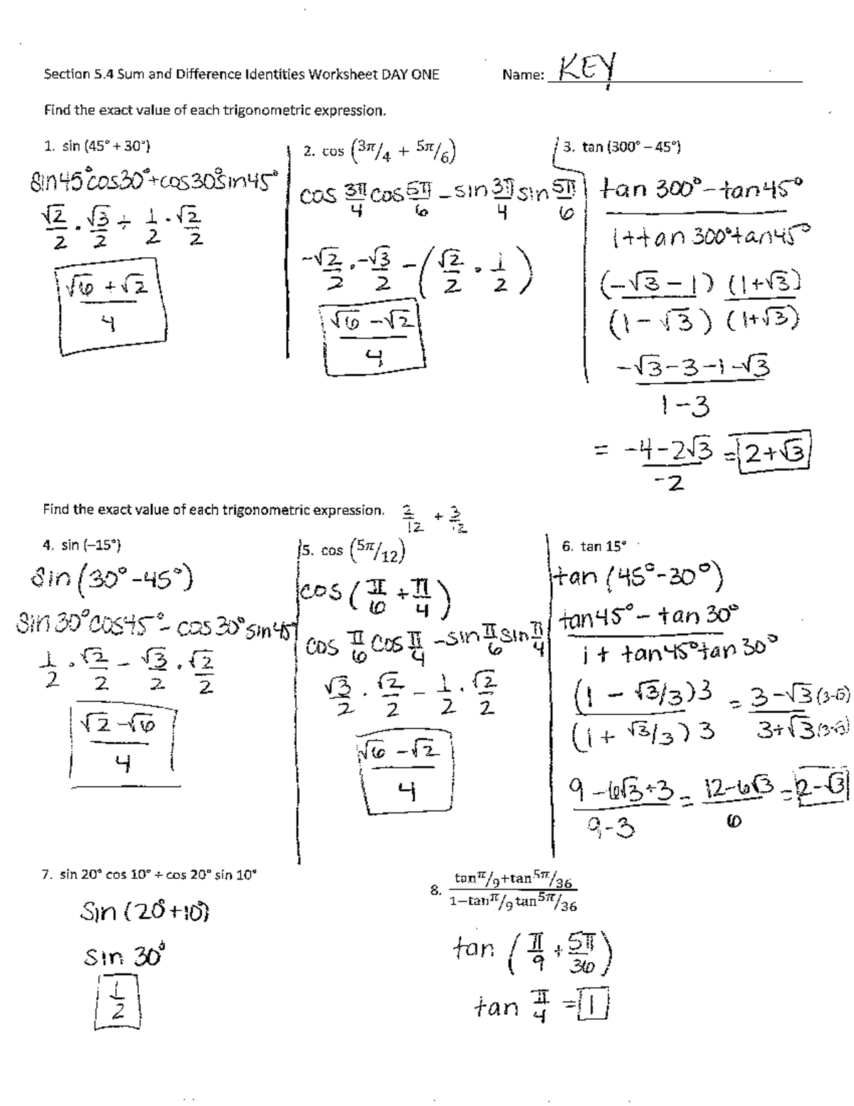 Sum and difference answer key - Civil Engineering - Studocu