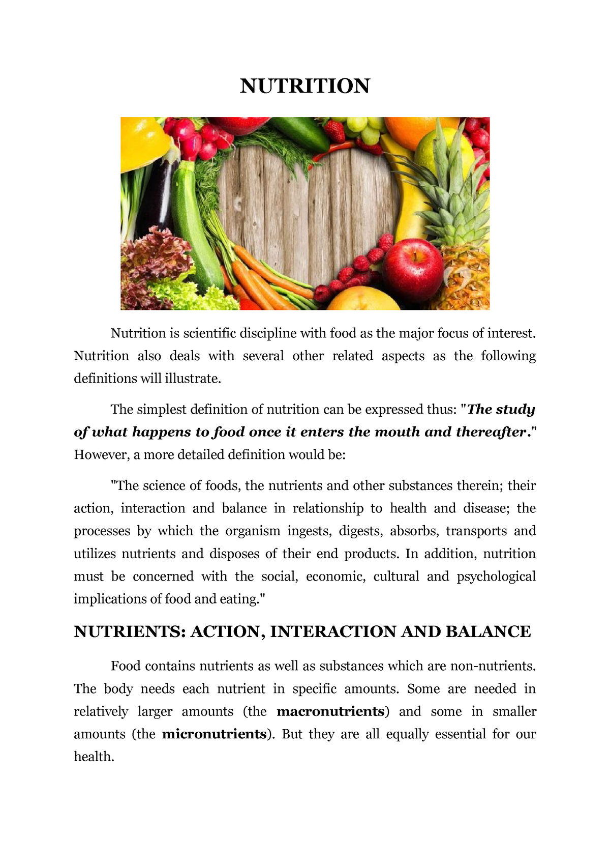 Meaning OF Nutrition NUTRITION Nutrition Is Scientific Discipline 