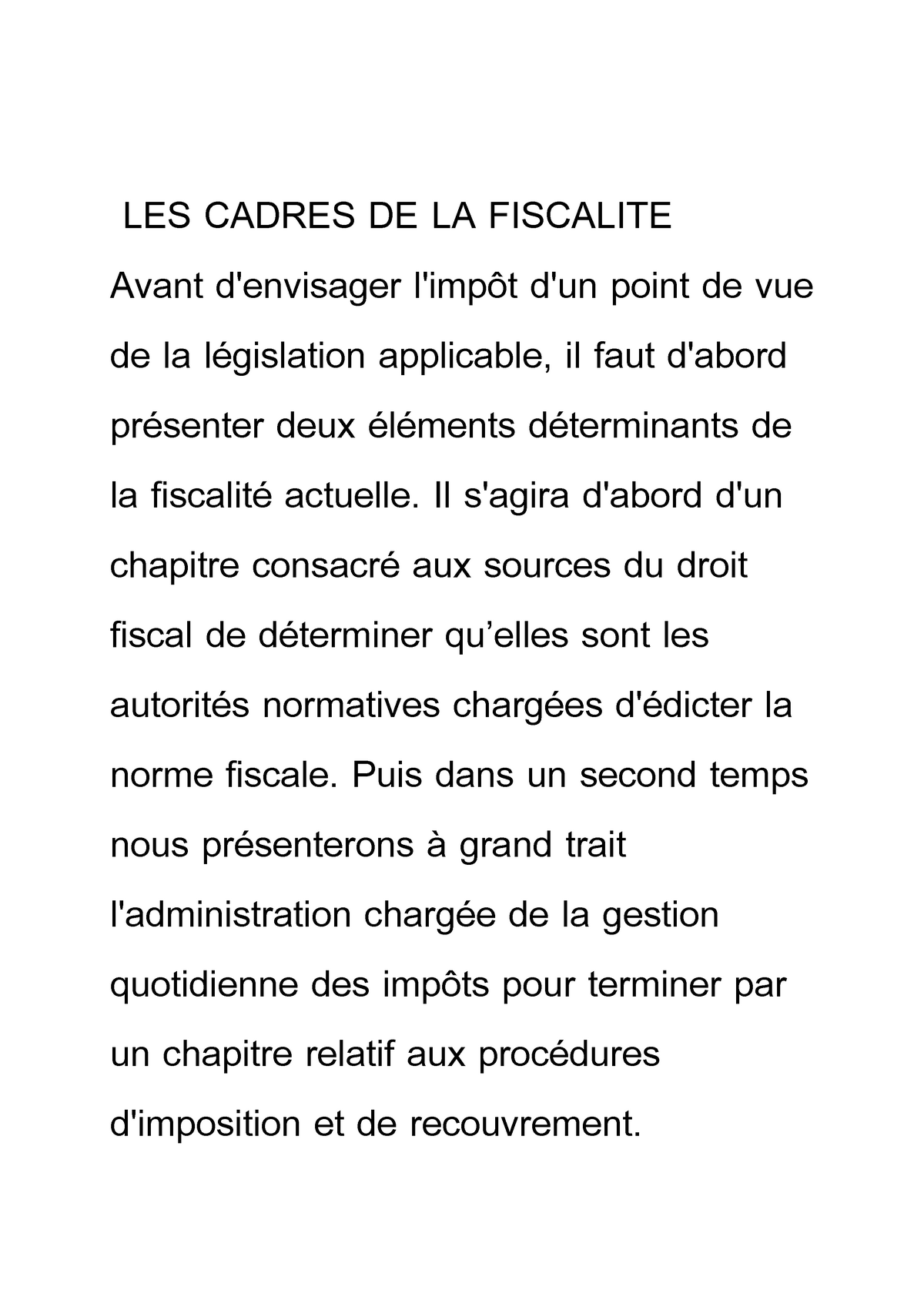 Les Cadres De La Fiscalité - LES CADRES DE LA FISCALITE Avant D ...