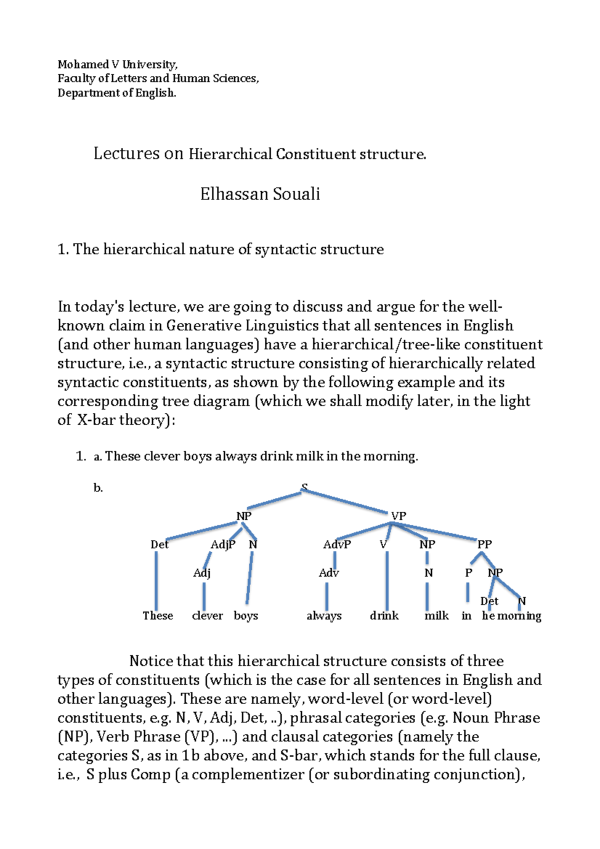 Syntax, S5, Hierarchical Syntactic Structure+, prof Souali ...