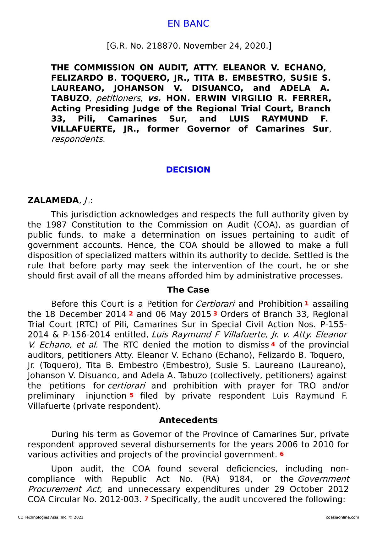 5 Commission On Audit V Ferrer En Banc [g No 218870 November 24