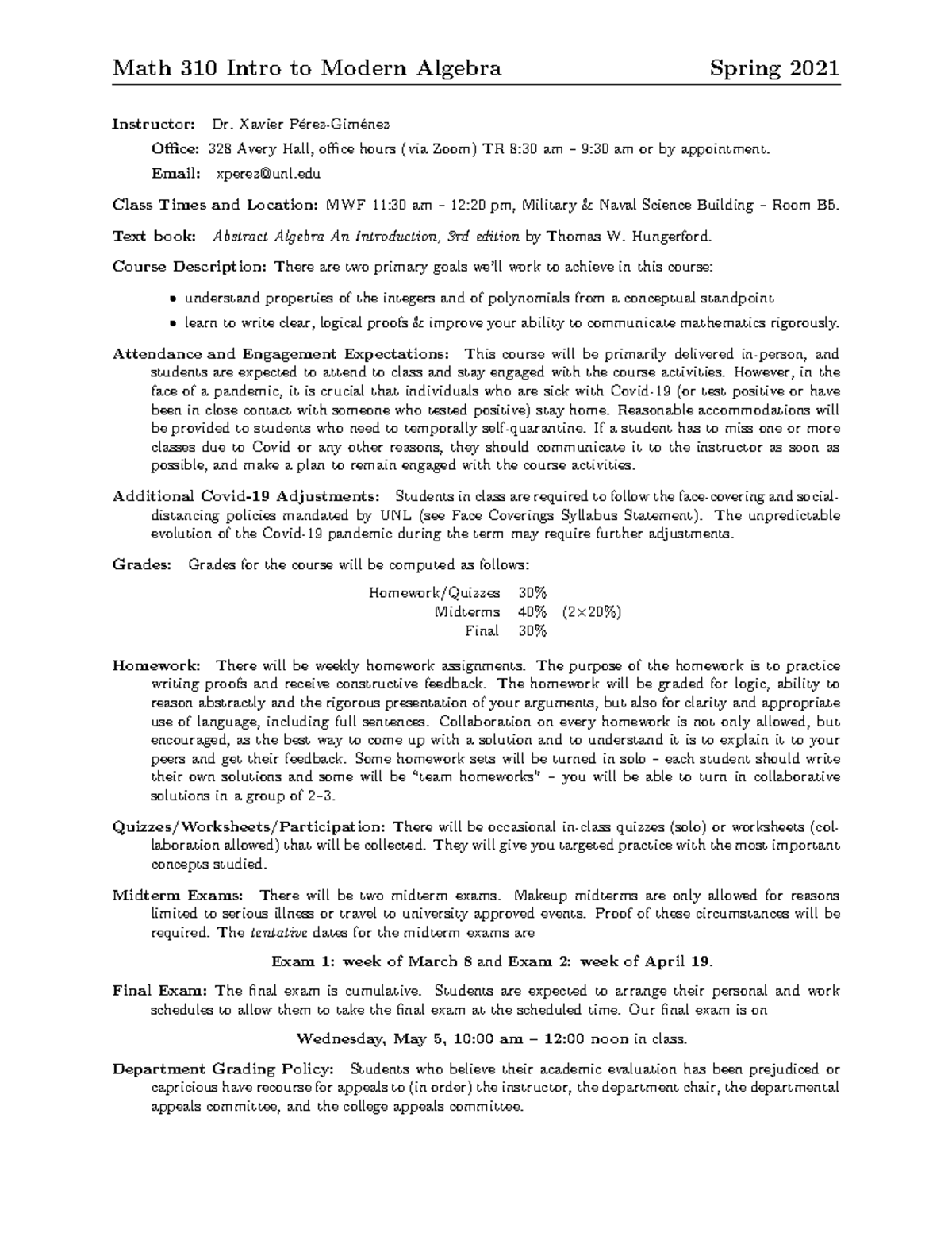Math 201 by sadique omwitsa murayi - Math 310 Intro to Modern Algebra ...
