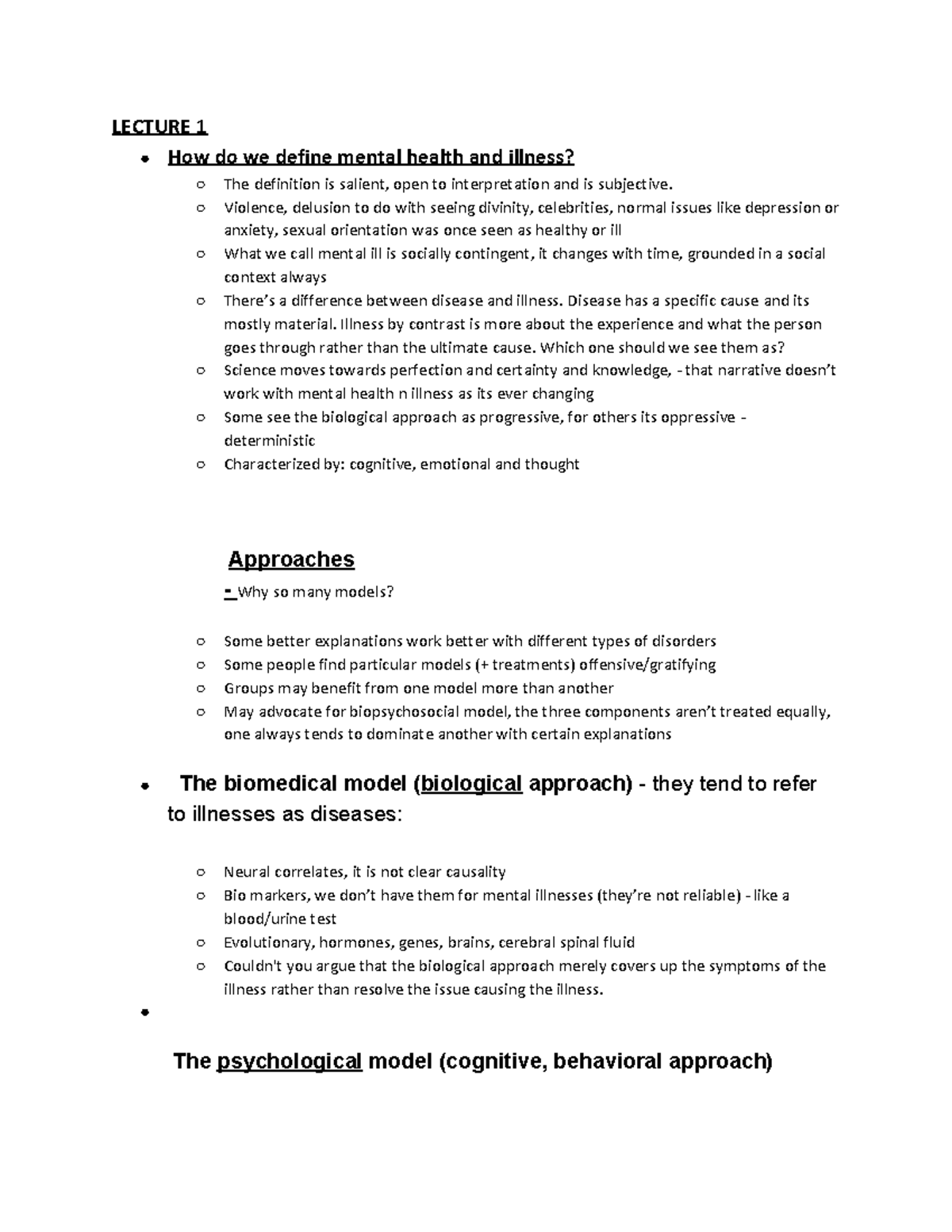 H Lthage 1CC3 - Lecture notes 1-16 - LECTURE 1 How do we define mental ...
