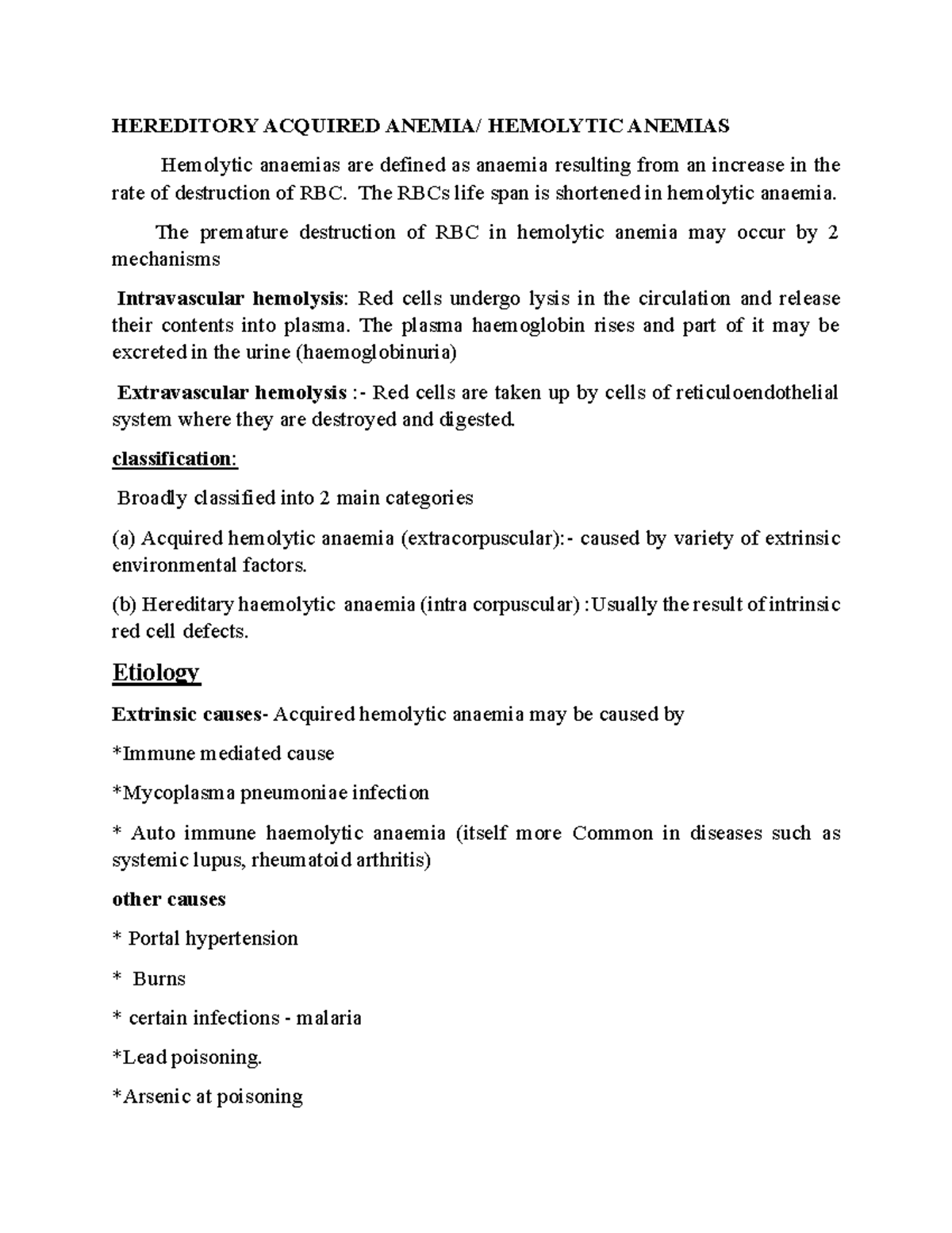 Hereditory Acquired Anemia Hemolytic Anemias - HEREDITORY ACQUIRED ...