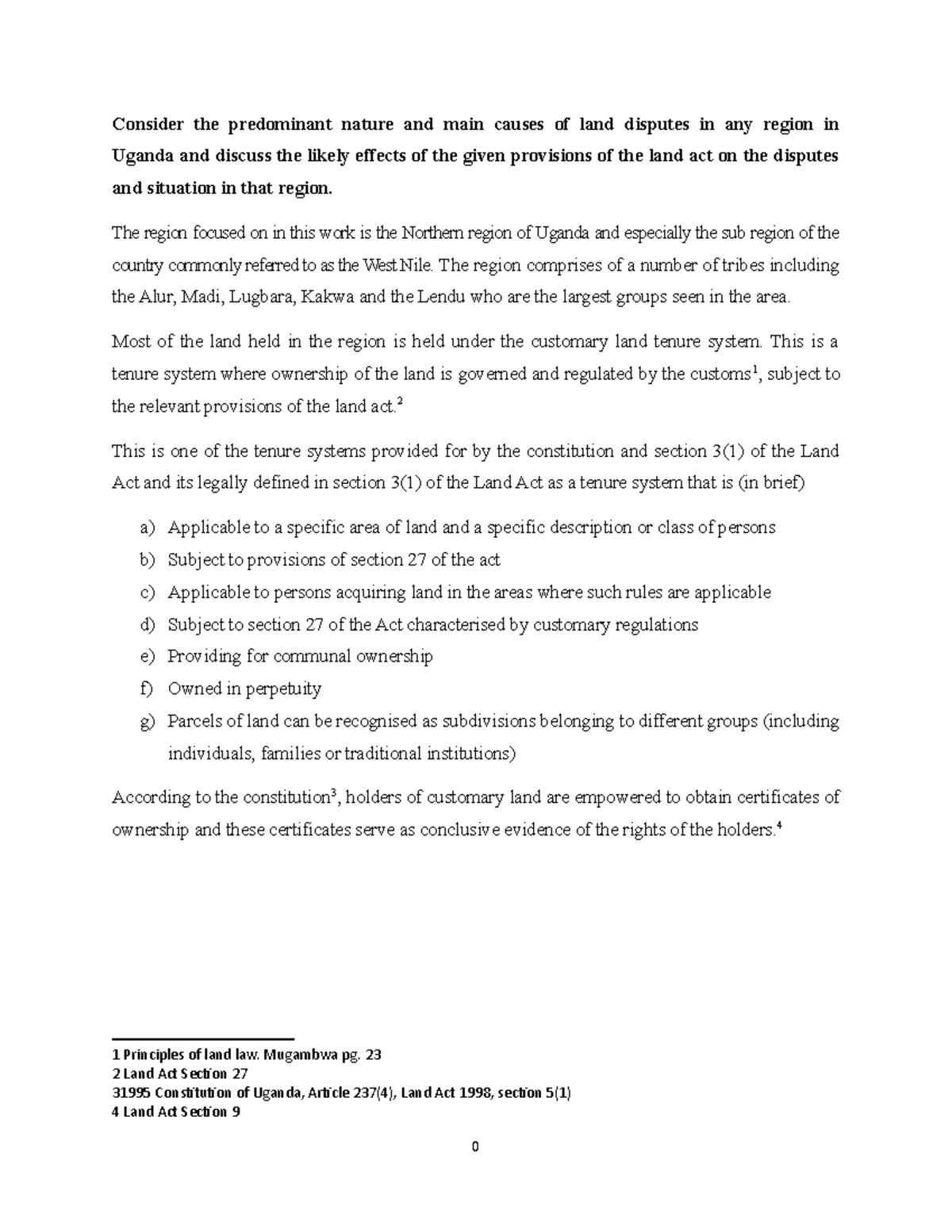 Land Law II A paper looking at aspects of Ugandan land registration