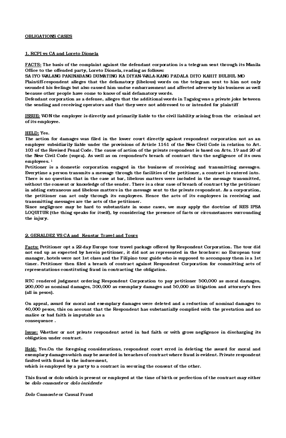 2nd Case Digests for Obli Con - OBLIGATIONS CASES RCPI vs CA and Loreto ...