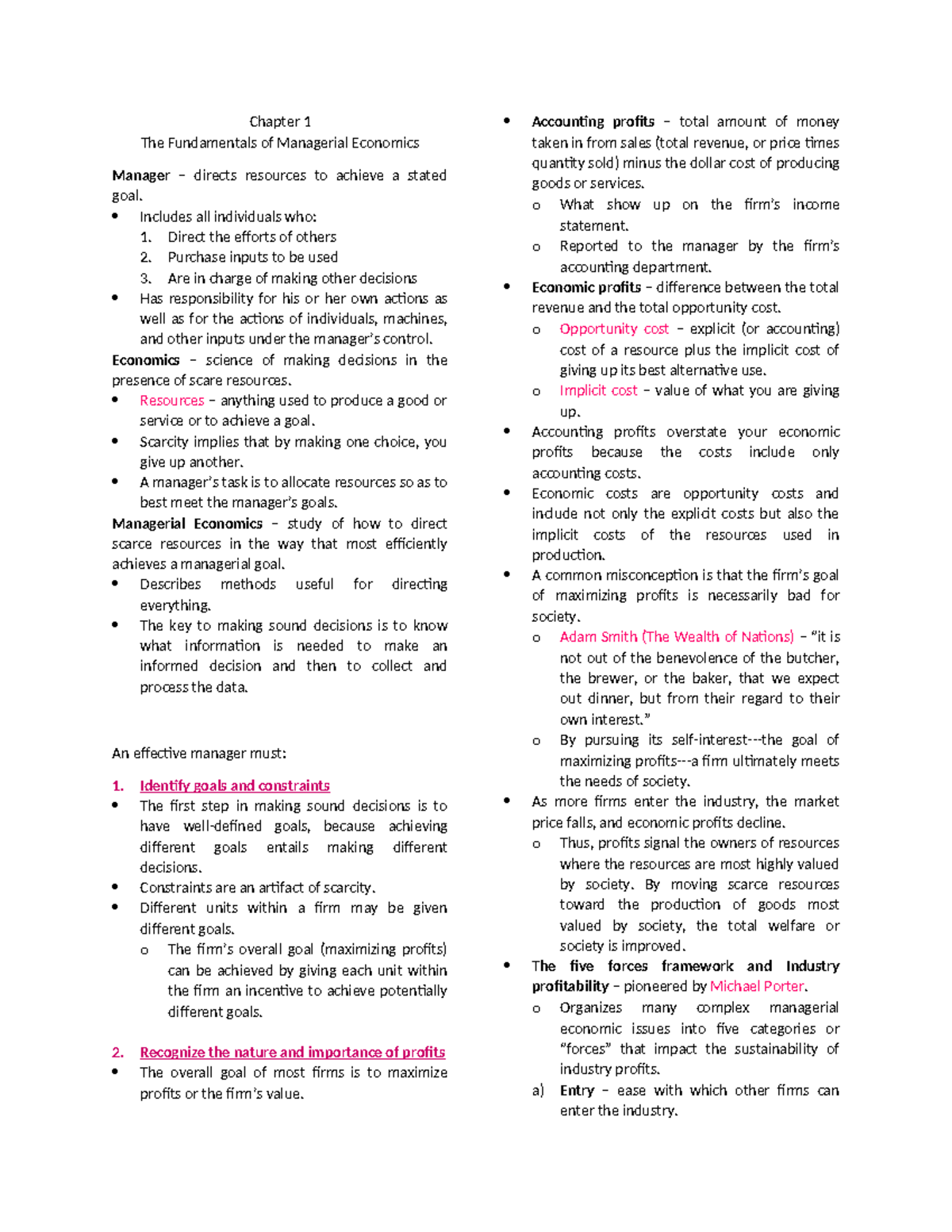 Manecon-chap1&2 - MANAGERIAL ECONOMICS - Chapter 1 and 2 (Lecture notes ...