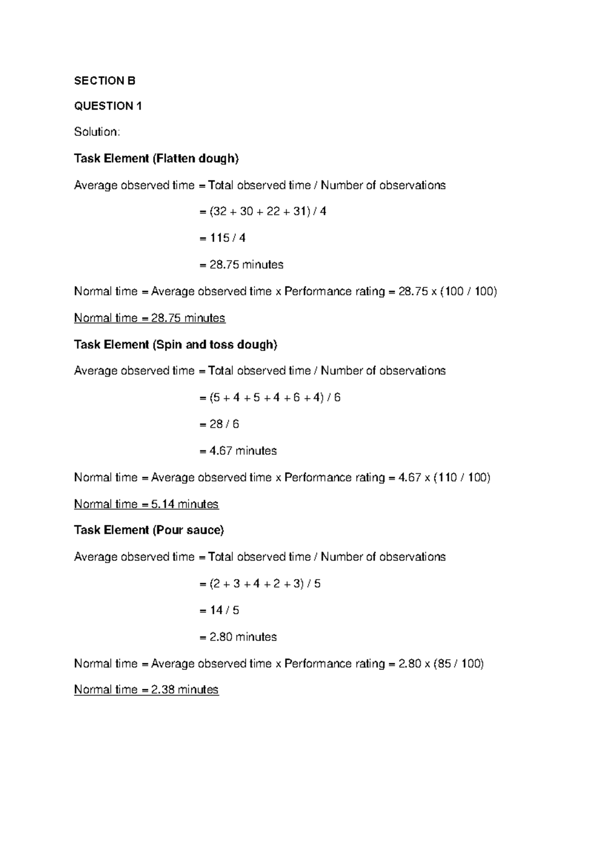 Section B - good luck - SECTION B QUESTION 1 Solution: Task Element ...