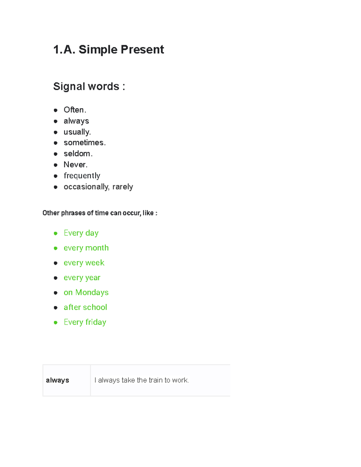 Tenses signal and uses - hi . good evening - 1. Simple Present Signal ...