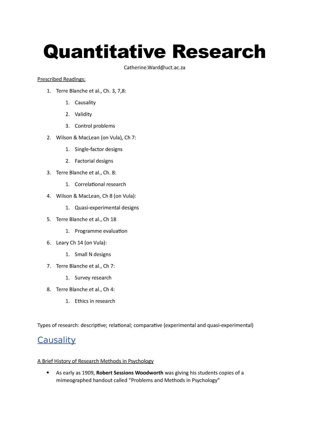 short note quantitative research