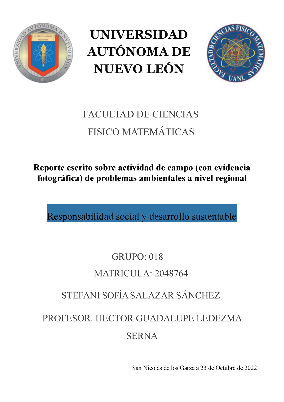 E3 Salazar Sanchez Actividades De Ayuda Universidad AutÓnoma De Nuevo LeÓn Facultad De 4543