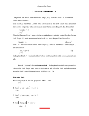 Limit Tak Hingga - Matematika Dasar LIMIT TAK HINGGA DAN LIMIT DI TAK ...