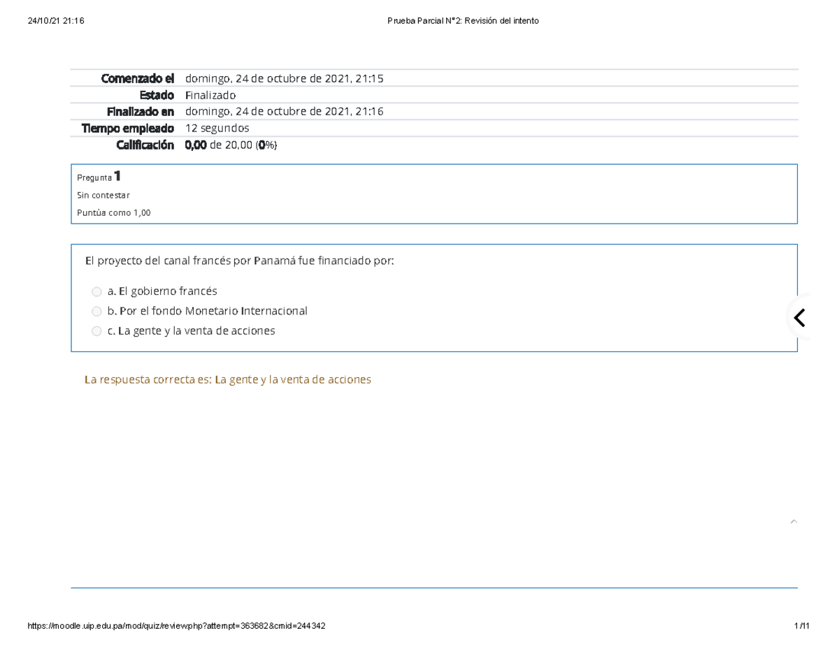 Prueba Parcial N 2 Revisi N Del Intentoyo - Comenzado El Domingo, 24 De ...