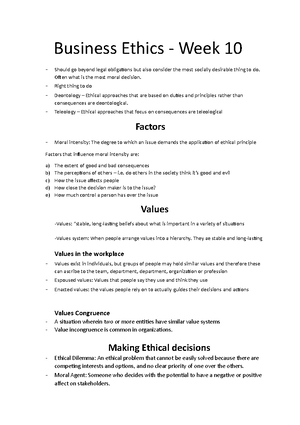 Infosys 110 Notes - INFOSYS 110 Notes Visions, Values and ...