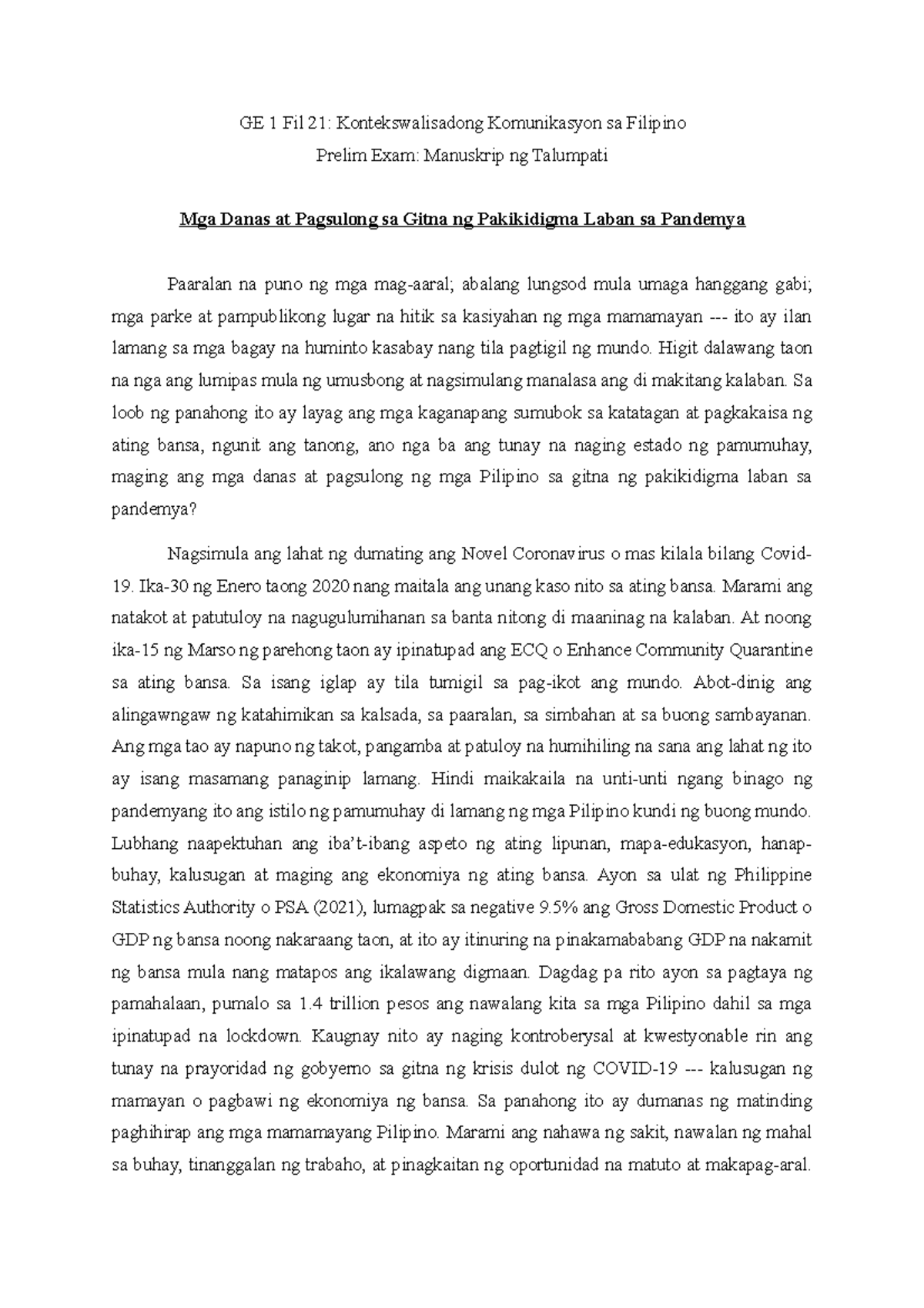 Talumpati - Konsepto Ng Makabagon Bayani - GE 1 Fil 21 ...