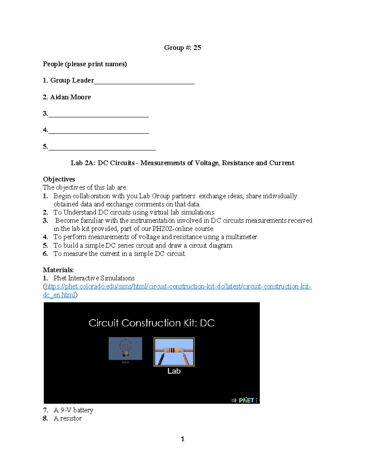 Lab 2A Worksheet-Aidan Moore - Group #: 25 People (please print names ...