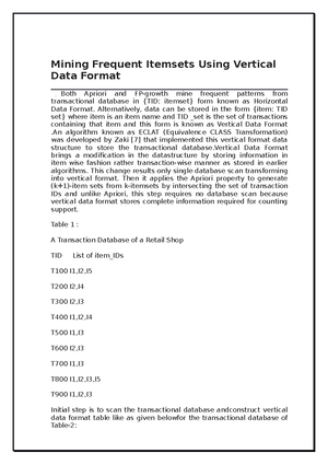 Mining frequent itemsets using vertical data format 4