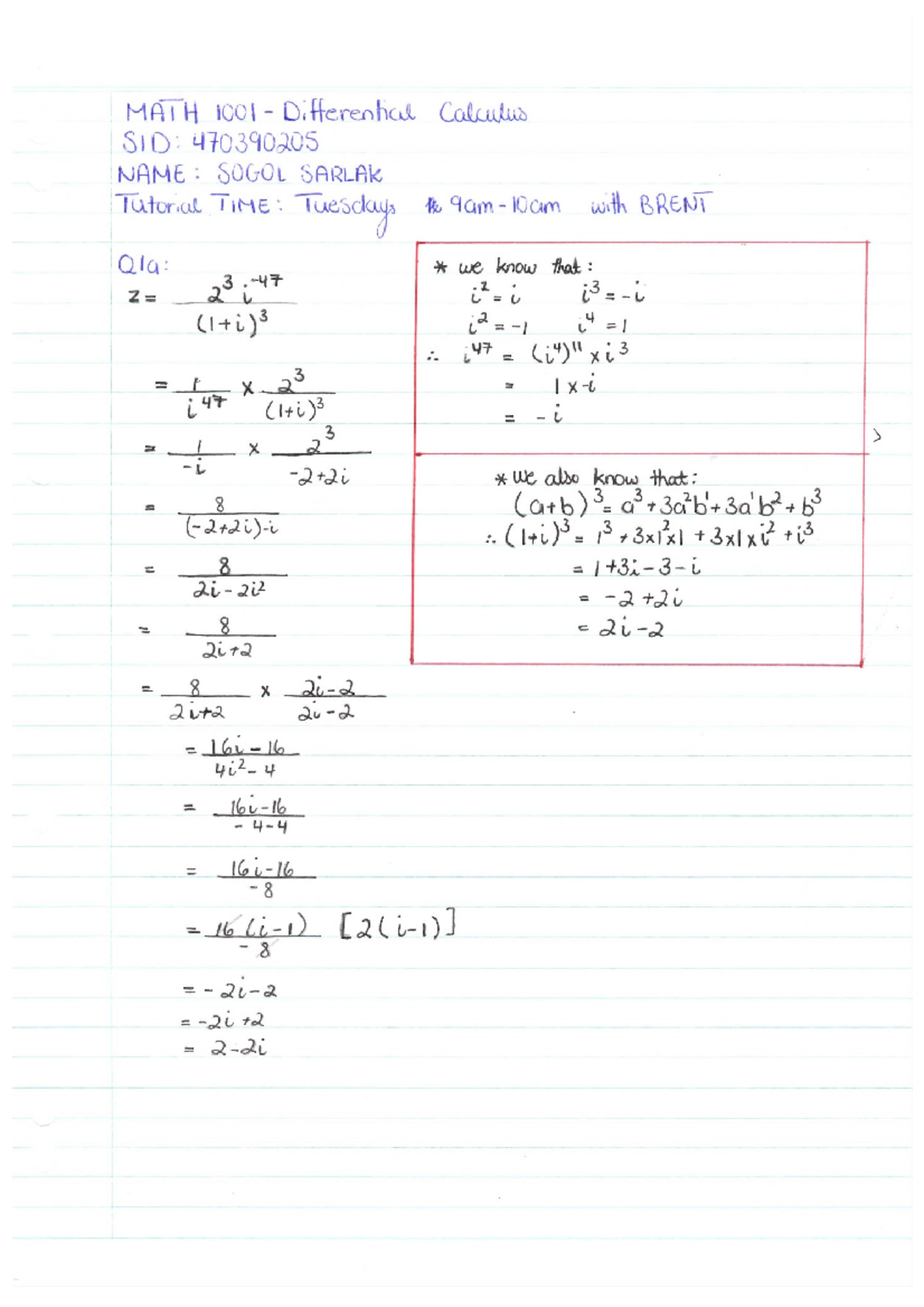 Math 1001 - Assignment - Differential Calculus - MRTH IGOI - Diﬂcrenhw ...