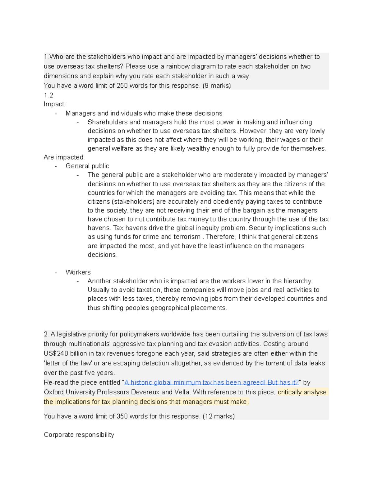 Comm1100 - Final Case Study Examination - 1 are the stakeholders who ...