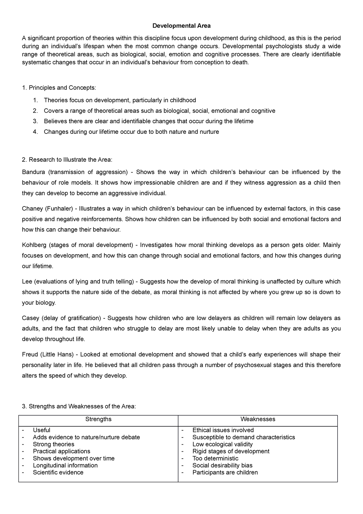 Developmental Area - Psychology Revision for Component 2 OCR ...