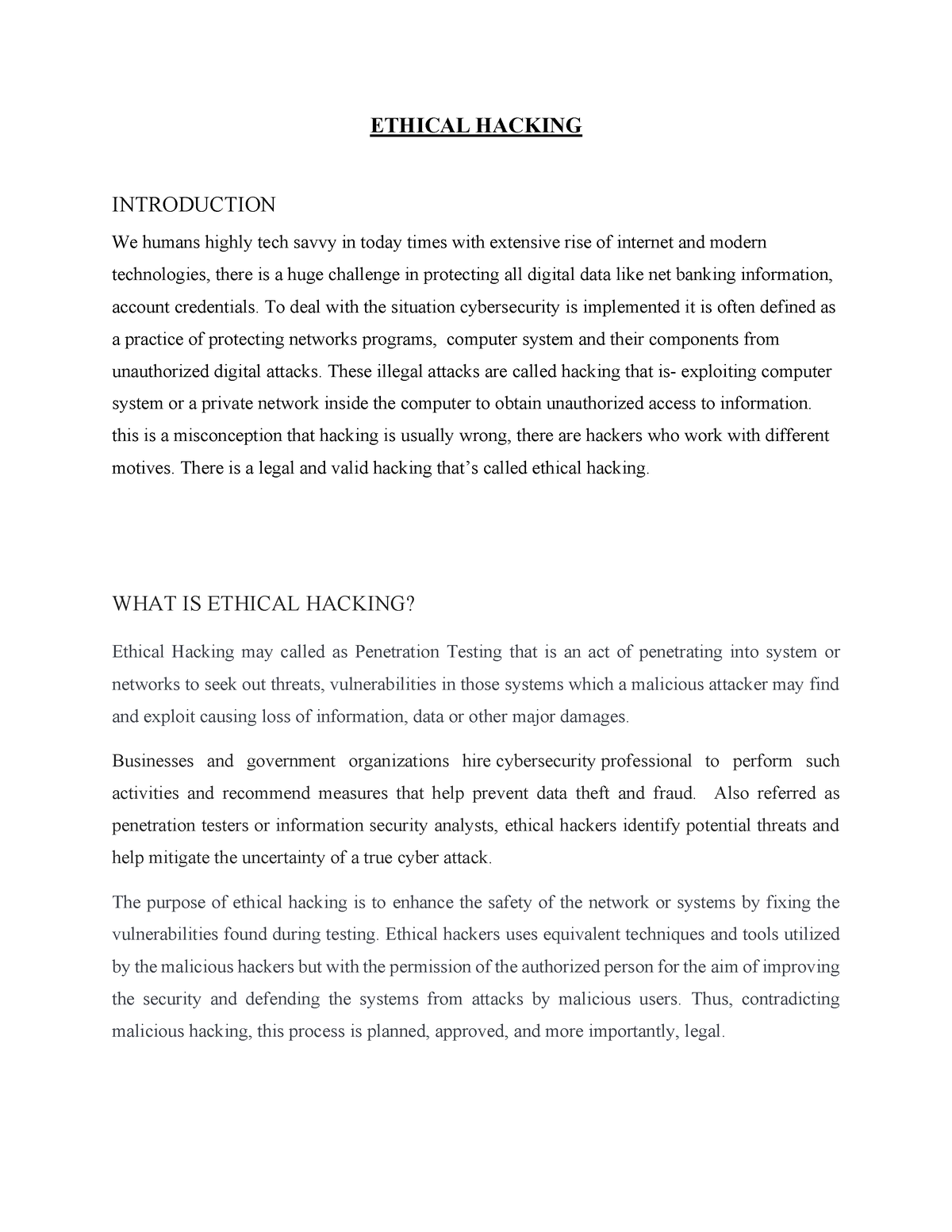 ethical hacking essay