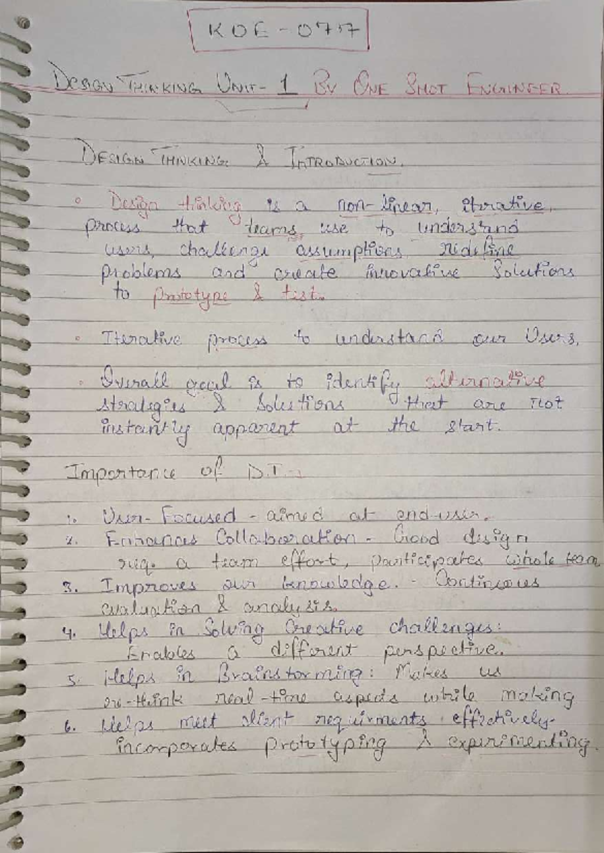 Design thinking unit 1 - Notes for Study. - KOE 0707 DesiGN THINKING 1 ...