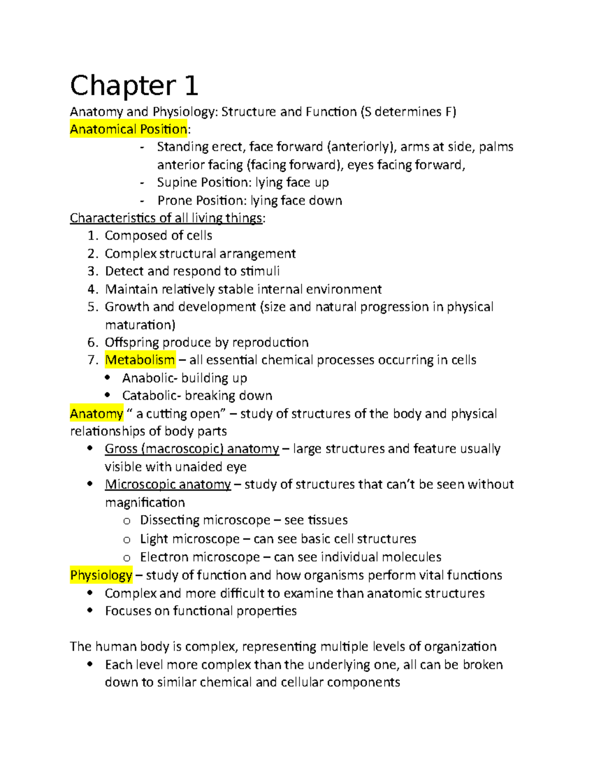 Chapter 1 - Lecture Notes 1 - Chapter 1 Anatomy And Physiology ...